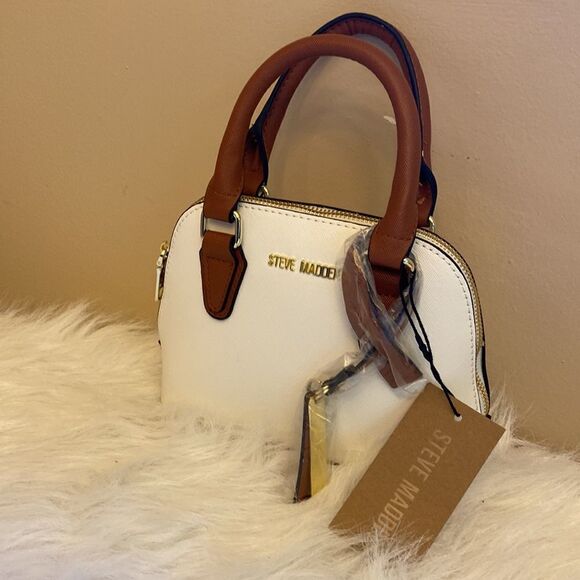 NWT Steve Madden (bfaith2) Crossbody Mini Bag- Cognac/White - Picture 5 of 13